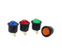 4 pièces KCD1 5 V-12 V/220 v interrupteur à bascule rond marche/arrêt LED tableau de bord voiture éclairé bateau Van avec lumière ESSEIEIE(4Pcs Green,5-12V)