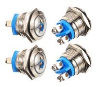 4 Pièces Kit Bouton de Sonnette Filaire Rond Lumineux | Cuivre ou Laiton Nickelé, Format Compact Résistant à Déformation, Extérieur Poli, Installation Intérieure Pratique