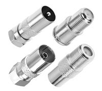 4 Pièces Kit D'adaptateur De Type F Vers Coaxial,Cable Tv,Fiche F,Prise Antenne Tv,Raccord AntenneTv,Adaptateur D'antenneTv F Mâle Vers Femelle,Pour Coaxial Pour Câbles D'antenne Et Satellite,Argent