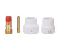 4 Pièces Kit de Lentilles à Gaz Buse en Céramique Blanche Connecteur de Porte-électrode à Biseau Court Accessoires de Soudage TIG pour WP 17 18 26