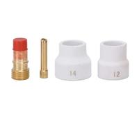 4 Pièces Kit de Lentilles à Gaz Buse en Céramique Blanche Connecteur de Porte-électrode à Biseau Court Accessoires de Soudage TIG pour WP 17 18 26