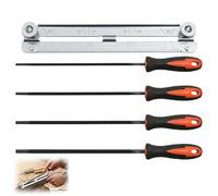4 Pièces Kit Lime Tronçonneuse Universel Avec Guide D’affûtage, 4 Tailles Limes Rondes 3.2 mm 4.0 mm 4.8 mm 5.5 mm, Poignée Métal, Affûtage Précis Pour Bricolage Et Usage Professionnel