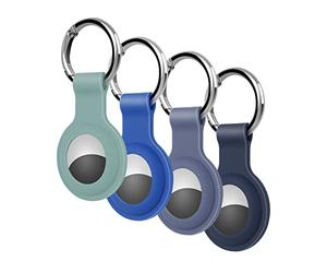 4 Pièces KOKOKA Étui Protection Compatible avec Airtag, Airtag Housse Coque Keyring Tracker pour Votre e Voiture, Votre Sac, Chien Laisse et Plus Encore, Blue Cloud Grey Dark Blue Gray Blue
