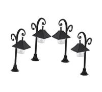 4 Pièces Lampadaire Lumineux Miniature pour Maison de Poupée, Noir