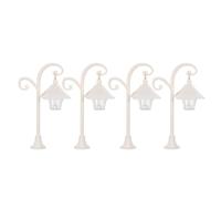 4 Pièces Lampadaire Miniature LED Blanc, Décor | Abs, Alimentation Enfichable et Éclairage Stable, pour Micro Paysage, Village de Fête, Porche