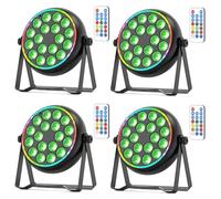 4 pièces Lampe de Scène 18 LEDs Par LED 90W RGBW Lumière de Scène avec Télécommande Jeux de Lumiere DMX pour Soirées Disco Bars DJ Fête Mariages