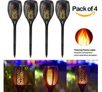4 pièces Lampes solaires d'extérieur Flamme de jardin IP65 étanche Flamme solaire Torches Lampes solaires avec flammes réalistes Marche/Arrêt automatique