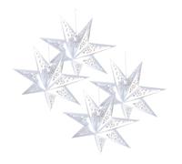 4 Pièces Lanterne Étoile en Papier Argenté à Sept Branches | Lumière Douce, Montage sans Outil, pour Mariages, Chambre D'garçon Fille, Noël et Halloween