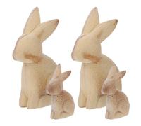 4 Pièces Lapin Miniature en Bois Soi-même, Figurine | Surface Plane, Peut être Peinte Librement, pour Artisanat et Bureau, Finition Marron, Style Mignon
