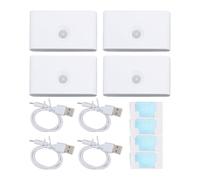 4 pièces LED détecteur de mouvement veilleuse 2700K Type C rechargeable magnétique double éclairage latéral veilleuse activée par le mouvement pour couloir escaliers chambre