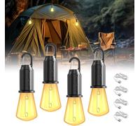 4 Pieces Led Rechargeable Camping Lamp,Portable Lantern Ip65,3 Brightness Modes,Ideal For Camping,Hiking,Emergency,Warm Light,Built-In Battery,