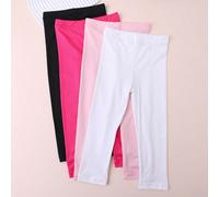 4 pièces Leggings élastiques skinny de couleur unie pour filles, collants court minimalistes et polyvalents, convenant pour les sports de plein air 4-7Y,6-10Y,8-11Y,1-3Y,12-16YUnicoloreÉtoffe