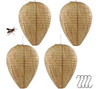 4 Pièces Leurre de Nid de Guêpe, Faux Nid de Guêpes Lanternes de Guêpes Appât de Nid de Guêpe Nids de Guêpes en Papier Guêpe Faux Suspendu Adapté pour la Maison, Jardin, l'Extérieur