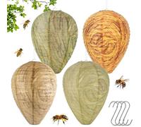 4 Pièces Leurre de Nid de Guêpe, Faux Nid de Guêpes, Leurre Naturelle de nid de Fausse guêpe, Imperméable Artificiel de Efficace Deterrent Guêpe, pour Maison, Jardin à l'Extérieur