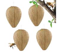 4 Pièces Leurre Faux Nids de Guêpes, Leurre de Nid de Guêpe, Faux Nid de Guêpes, Leurres de Nid de Guêpe, Bombe Frelon Longue Portée, Hanging Fake Wasp Nest Nids de frelons à Suspendre