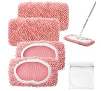 4 Pièces Lingettes pour Swiffer en Chenille, avec Sac à Linge, Wet & Dry, Réutilisables, pour Poils d'animaux, Sols en Bois, Sols Durs, Fenêtres
