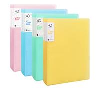 4 Pièces Livre D'affichage A4 PP avec 40 Pochettes Transparentes, A4 Reliure Protège-Documents, Livre de Présentation, Dossier de Projet de Présentation pour Feuilles de Rapport (Multicolore A)