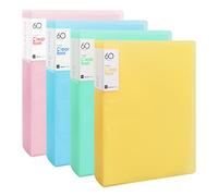 4 Pièces Livre D'affichage A4 PP avec 60 Pochettes Transparentes, A4 Reliure Protège-Documents, Livre de Présentation, Dossier de Projet de Présentation pour Feuilles de Rapport (Multicolore B)