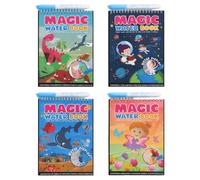 4 Pièces Livre de Coloriage a L’eau, Livre de Dessin Magique de l'eau, pour enfants,Livre Magique avec Stylo à L'eau, Réutilisable Magic Water Book pour enfants, garçons, filles, pour tout-petits