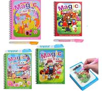 4 Pièces Livre de Coloriage, Peinture Magique a L'eau à Enfant, Magic Water Book Réutilisable Avec Stylo Doodle Planche Livres D'eau Griffonner Jouets L'eau Magique Conseil Peinture Enfants Dessin