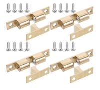 4 Pièces Loquet à Double Rouleau en Cuivre Doré | Mécanisme à Double Bille à Ressort, Montage en Surface avec Vis, Format 6,80x1,40x1,20cm