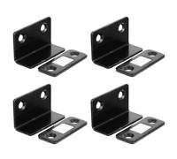 4 Pièces Loquet Magnétique en L pour Porte D’armoire, Meuble, Noir | Acier, Installation Facile sans Perçage, Maintien Ferme des Portes et Tiroirs, pour Armoire et Placard