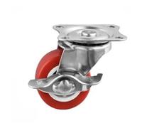 4 pièces/lot 1,5 pouces/2 pouces/2,5 pouces/3 pouces roulette en PVC rouge M8/10/12 vis fixe//roue de frein table basse silencieuse poulie meubles légers(Brake,2.5 Inch)