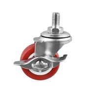 4 pièces/lot 1,5 pouces/2 pouces/2,5 pouces/3 pouces roulette en PVC rouge M8/10/12 vis fixe//roue de frein table basse silencieuse poulie meubles légers(M12x25 Brake,3 Inch)