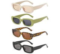 4 Pièces Lot Lunette De Soleil Femme Vintage Retro Lunettes De Soleil Coloré Petites Lunettes De Soleil Rectangulaires Pour Femmes Hommes