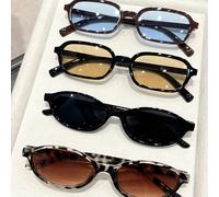 4 pièces Lunettes unisexes à monture plastique pleine avec imprimé léopard géométrique multicolore, convenant pour le style de rue, les festivals de musique, les vacances à la plage tropicale, la rent
