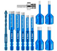 4 Pièces M14 Foret Diamant pour Carrelage 6/8/10/12mm+ 6 Pièces M6 Meche Carrelage 6/6/8/10/12mm + 1 M8 Adaptateur, Foret Diamant pour Béton, Marbre, Céramique, Granit