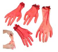 4 Pièces Mains Coupées en Silicone, Ambiance Halloween, Décor Horreur | Quatre Fausses Mains Réutilisables, Quatre Accessoires Corporels, pour Labyrinthes Hantés, Bars, Tables Festives