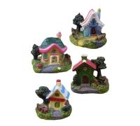 4 Pièces Maison Miniature en Résine, Décoratif Créatif, Adorable | Objet de Scène, Finition Soignée, Toucher Confortable, Ne Se Déforme Pas, Ne Ternit Pas Style Aléatoire