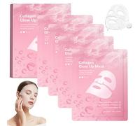 4 Pièces Masque Bio Collagene Real Deep Mask, Masque de Nuit Collagene Visage Hydrate en Profondeur Réduit les Rides Minimise Pores Laisse Peau Lisse Hydratée éclatante pour à Tous les Types Peau