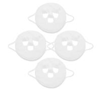 4 Pièces Masque Facial Spa à 3 Trous en Polaire Corail Blanche | Usage Maison ou Voyage, Lavable, Compresses Froides, pour Filles et Femmes, Soin Visage