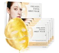4 Pièces Masque Visage Collagène Or - Anti-Rides et Fermeté pour Peau | Masque changeant de couleur. Hydratation profonde et durable, Réduit les pores et améliore l'élasticité pour teint éclatant