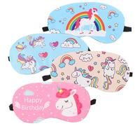 4 Pièces Masque Yeux Licorne à Dessin Animé, Sommeil Confortable | Tissu Léger, Bloque la Lumière, pour Sieste et Nuit, Étudiants et Bureau