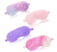 4 Pièces Masques de Sommeil en Peluche Colorés pour Filles, Respirant Masque pour les Yeux de Sommeil de Nuit pour Enfant Adulte Sieste, Mignon Doux et Moelleux Voyager Masque de Sommeil pour Filles