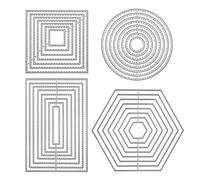 4 pièces Matrices de Découpe pochoir de perforation Géométrique Set de formes Carré Rectangulaire Cercle Cadre Hexagone Découpe Pochoirs de gaufrage Cutting Dies pour DIY Scrapbooking Album Cartes