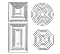 4 pièces Matrices de Découpe pochoir de perforation Géométrique Set de formes de gaufrage Carré Rectangulaire Cercle Cadre Octogonal Cutting Dies pour DIY Scrapbooking Album Cartes Bricolage