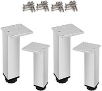 4 Pieces Metal Height Adjustable Table Legs, Heavy Duty Support Feet, Aluminum Alloy Furniture Legs, DIY Furniture Table and Chairs, with Screws,Silver-35cm(13.8in)