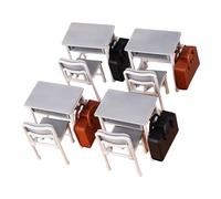 4 Pièces Meubles De Maisons Poupée Éducatives Chaise Bureau D'école À Ensemble Réaliste Échelle 1:12 Miniatures Décoration Maisons Poupée pour L'apprentissage Préscolaire