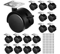 4 pièces meubles roulette plaque de Table avec frein 1.5/2 pouces pivotant roulette remplacement chariot chariot bricolage étagère rouleau noir(4PCS No brakes,1.5 inch)