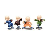 4 Pièces Mignon Petits Moines Statue Résine Chinois Ivre Fu Bouddha Moine Statue Miniature Moine Figure Statue De Bouddha Pour Maison Jardin Voiture Déco et le Bureau Décorations (Orange, 6X8cm)
