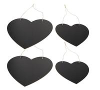 4 Pièces Mini Ardoise Cœur Noire en Panneau Dense, Réinscriptible | Décor Élégant et Délicat, pour Porte ou Mur, Usage Bureau et Boutique, Format Compact, sans Casse