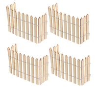 4 Pièces Mini Clôture Décorative en Bois pour Jardin Miniature | Finition Brute Kaki, Style Rustique Modulaire, pour Bordures de Sentier et Paysages Miniatures