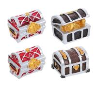 4 Pièces Mini-Coffre au trésor Ornement Pirate décoration Miniature Poisson décoration pour Aquarium Coffre au trésor Miniature goûter décorer Accessoires décorations