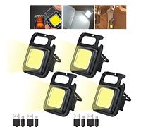 4 Pièces Mini Lampe de Travail LED Rechargeable, Lampe Porte clé 4 modes de lumière 1000 Lumen Lampes d'inspection Travail Portable avec Ouvre-Bouteille, pour la Réparation Camping Éclairage Secours