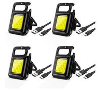 4 Pièces Mini Lampes,Travail Portable LED Rechargeable,Magnétique COB Petites Porte-clés Lampes de Poche, avec support pliant