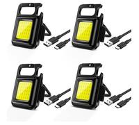 4 Pièces Mini LampesTravail Portable LED RechargeableMagnétique COB Petites Porte-clés Lampes de Poche avec support pliant